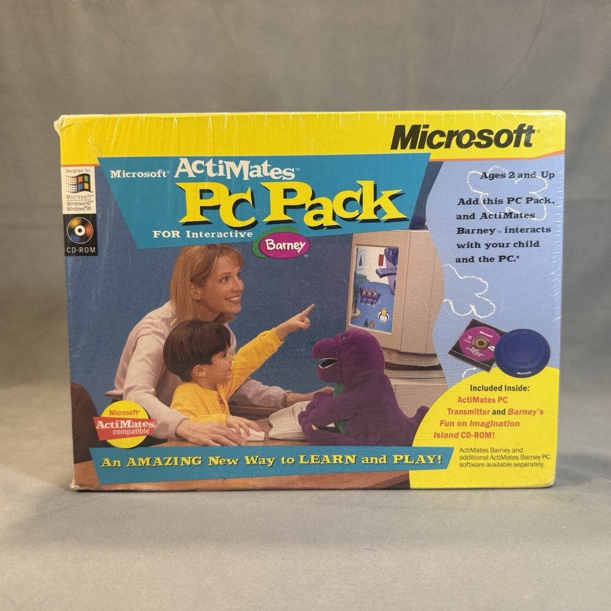 お値下げ　希少！Microsoft ActiMates Barney 箱付き New - Sealed - Vintage 90's Microsoft ActiMates PC Pack for