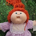 Cabbage Patch Kids Vintage Cloth Play Doll Red Yarn Hair Purple Dress 1980s
