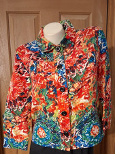 Chico's Bright Multicolored Jacket Long Sleeves Collar Misses Size 1 Reg 8