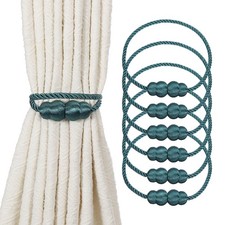 6Pcs Magnetic Curtain Tieback, Decorative Weave Curtain Tie Back, Blue
