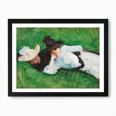 Zwei Mädchen auf einem Rasen, John Singer Sa gerahmtes Wandbild Poster Leinwanddruck Bild