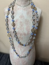 Beautiful Blue Glass Beaded Necklace And Earrings Set High Quality