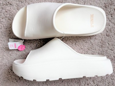 NWT PINK BY VICTORIA'S SECRET CHUNKY PLATFORM SLIDES SANDALS - L 9-10