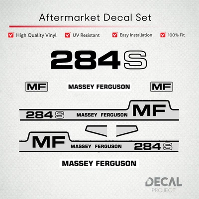 Massey Ferguson 284 S Decal Kit - Premium Motorhaubenstreifen mit MF Logo Res... - Bild 1 von 3