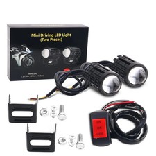 Universal Motorcycle LED Headlight Projector Lens Dual Color ATV Scooter