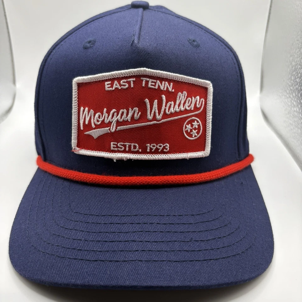 Morgan Wallen East Tenn EST 1993 Snapback Rope Hat Navy Blue Red Country Trucker - Image 2 of 4