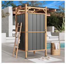 Outdoor Shower Enclosure with Lockable Door Weatherproof Outdoor Shower Stall w