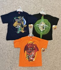 3 NWT Vintage YU-GI-OH Monsters Graphic Shirt Anime Black Youth L XL 1996 Lot