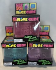 Nee Doh Nice Cube Super Solid Squish Set Of 3 Blue, Purple, Pink 