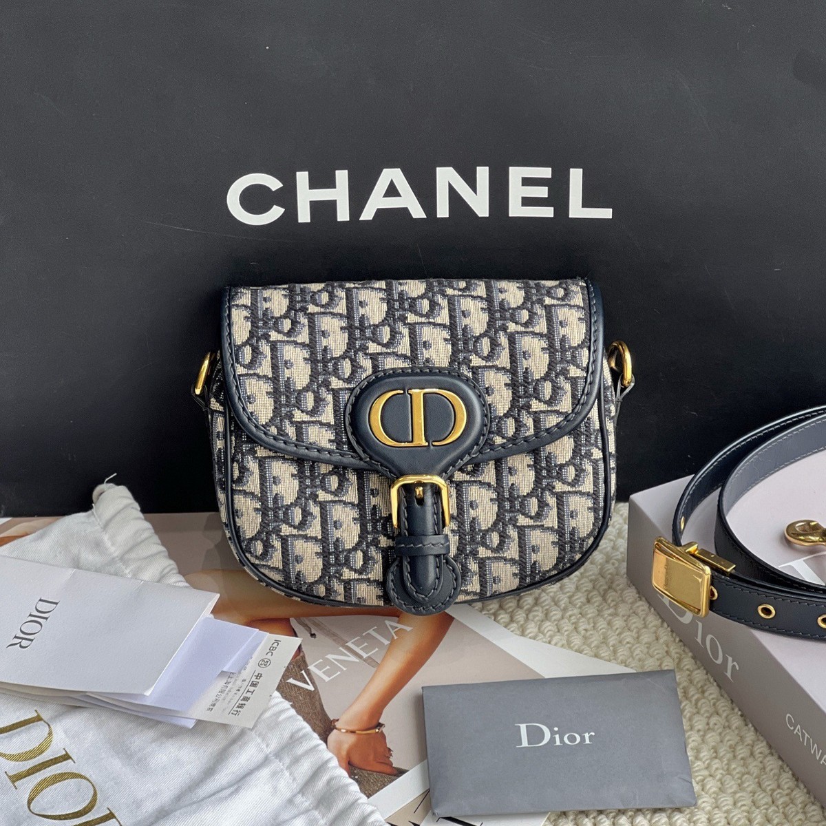 Dior Bobby Small Dior Oblique Canvas Flap Crossbody Bag [Duties