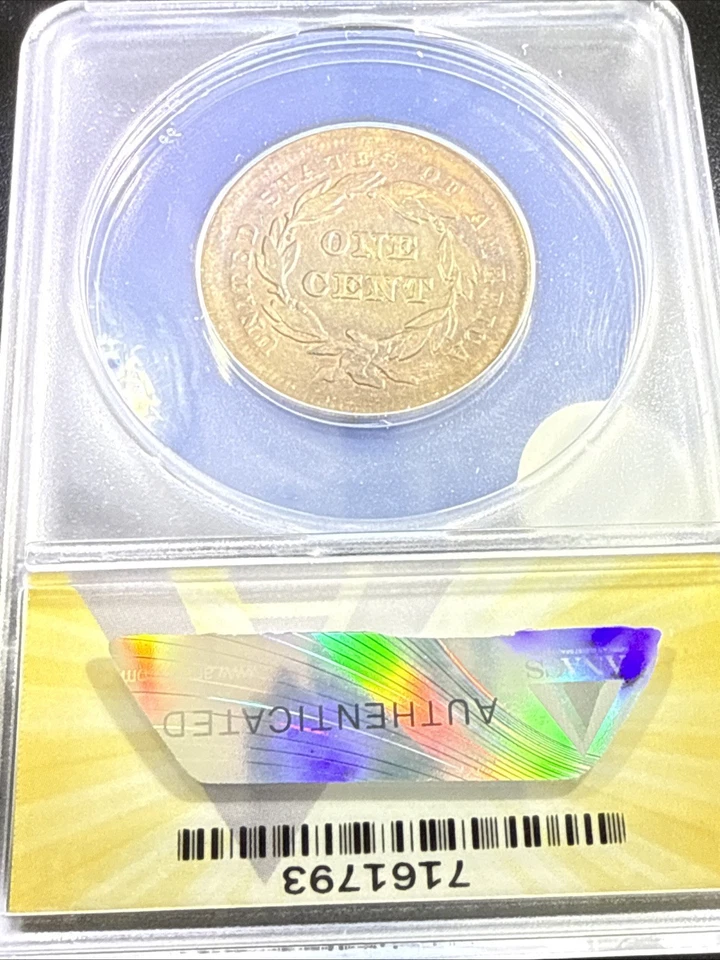 Centavo grande cabello trenzado 1842 fecha pequeña ANACS XF40 Dtls K111 Foto 4 de 4