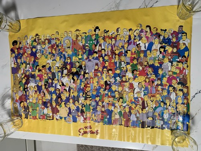 #ad Vintage Large 90s Simpson Poster Complete Cast Rare $24.99