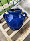 Vintage Clay Pottery Wall Pocket Planter Southwest Terracotta Cobalt Blue