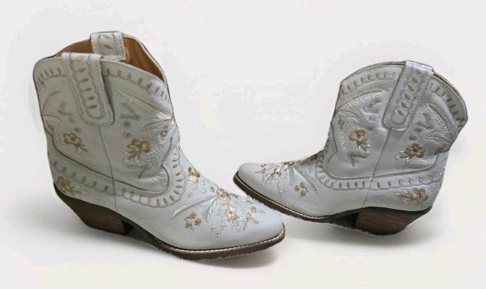 Botines de vaquero del oeste Dingo Primrose bordados florales blancos para mujer talla 7 Foto 2 de 4