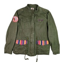 Ranch Royalty Braves Womens Green Denim Jacket W/ Patchwork & Cinch Waist 1xl