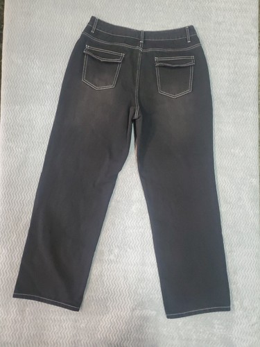 NVFelix Jeans Youth XL Black Embroidered Teen Skate Y2K Baggy Fade 31x29 - Picture 10 of 10