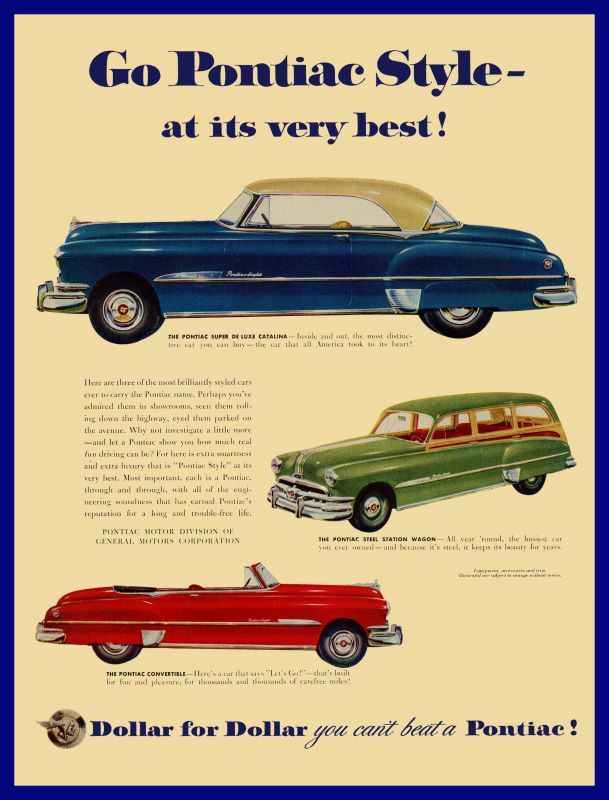 1951 Pontiac Catalina, Wagon + NEW Metal Sign 24"x30" USA STEEL XL Size 7 lb