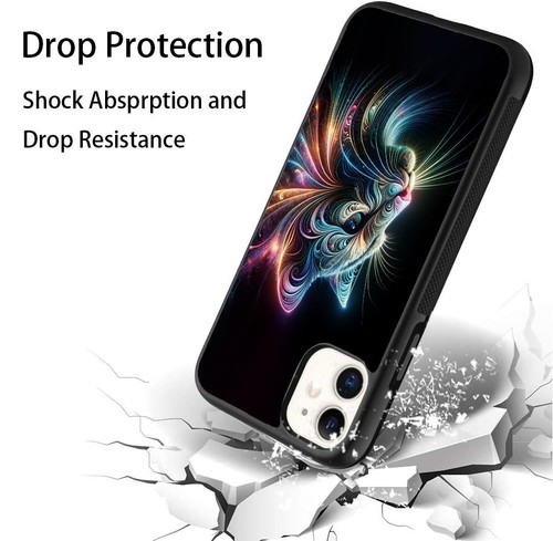 Rainbow Magical Fractal Cat For iPhone SE XS XR Max 5 6 7 8 Plus Protective Case - Picture 9 of 25