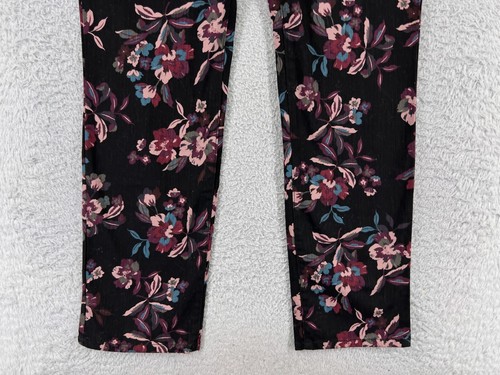 Bandolino Pants Womens 10 Black Pink Floral Amy Straight Leg High Rise Cotton - Picture 5 of 16