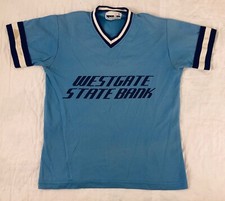 Vtg Westgate State Bank Baseball Jersey Youth XL Kansas City Blue