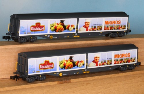 Hobbytrain 23456, - Spur N -, SBB Güterwagen-Typ Habils, MIGROS, 2er-Set, Ep. 5 | Zustand: Neu