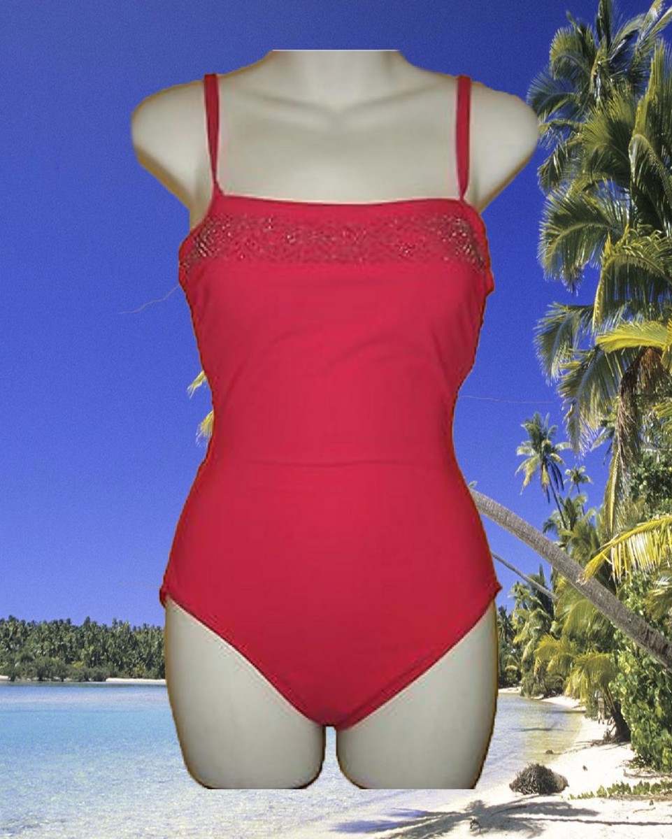 NWT GOTTEX original PINK STUDDED neckline low back SWIMSUIT