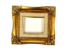 VTG Gold Gilt Wood French Rococo Scrolls Gesso Picture Painting Frame 4x5''