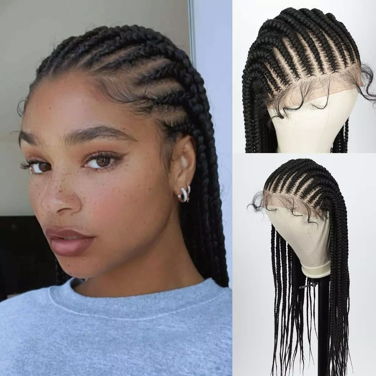 13X6 Braided Lace Front Wigs Box Braided Wigs with Baby Hair Full