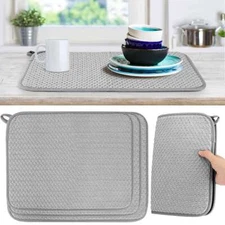 Dish Drying Mat, Microfiber Dish Draining Mat for Kitchen Countertop-Grey