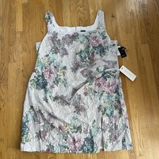 Adrianna Papell Womens Textured Sleeveless Cocktail Midi Dress Plus 30W Wedding