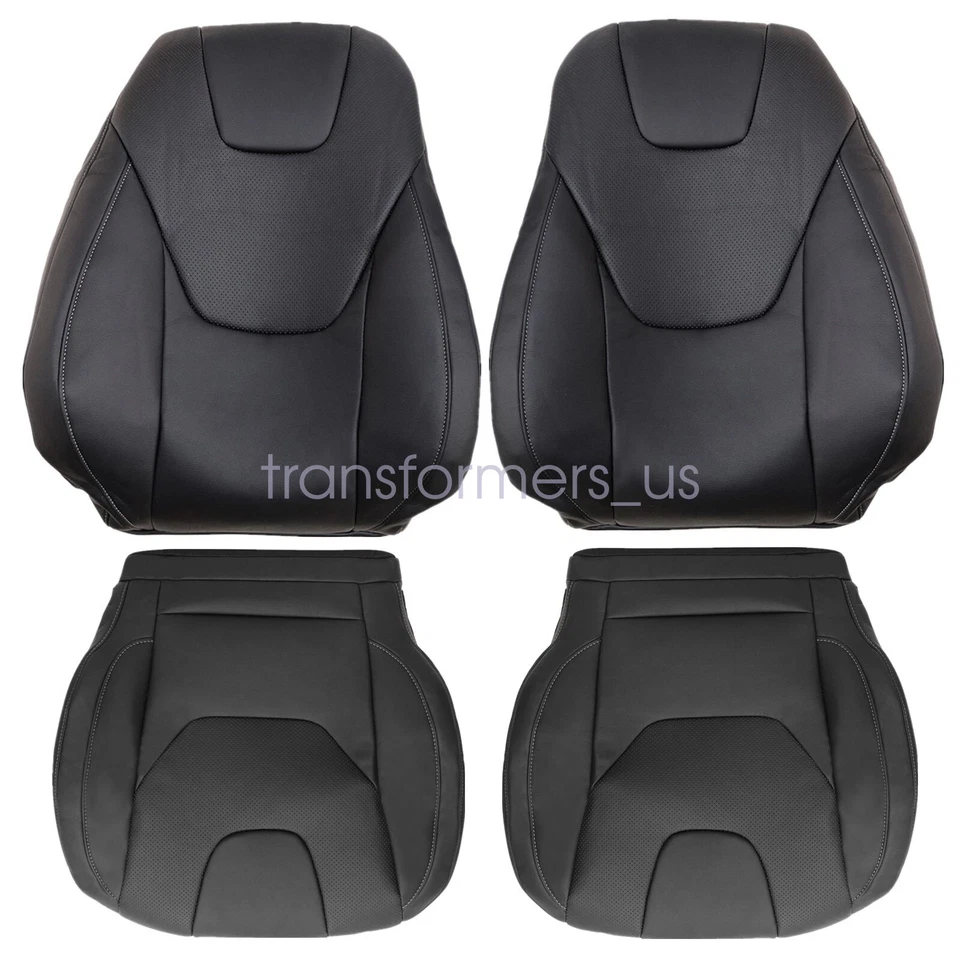 Compatível com 2013-2017 Ford Fusion tampa de assento frontal de titânio couro inferior e superior preta - Imagem 3 de 4