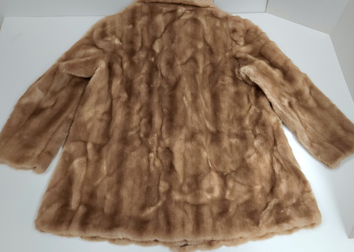 TISSAVEL FRANCE Vintage 70s Faux Fur Coat size 14 Mink Sears