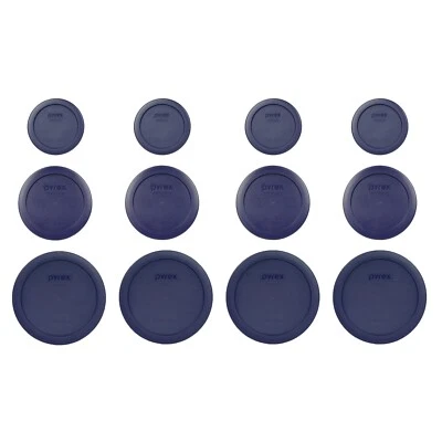 Pyrex (4) 7200-PC (4) 7201-PC (4) 7202-PC Blue Plastic Storage Lid Cover Set 4PK