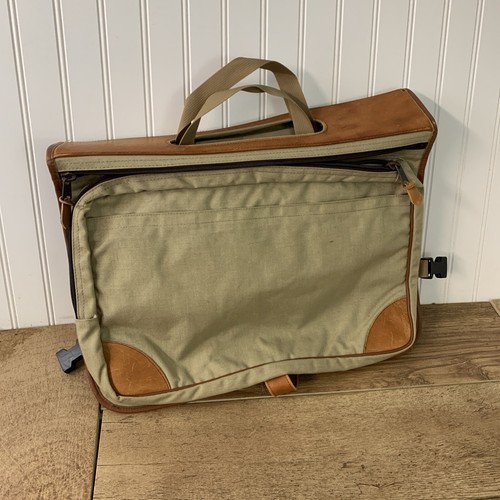 VTG LL BEAN Messenger Bag Attachable Bike Saddle Lap Top Case Leather Canvas 18” - Picture 3 of 13