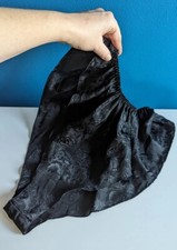 80s Gold Tag Victoria's Secret Blk Satin Ruffle Flutter Panties Knickers P/S VTG