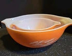 Set Of 2 Vintage PYREX  Autumn Harvest Wheat Burnt Orange 441 & 443