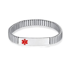 CUSTOM ENGRAVE Unisex Slim Stainless Steel Expansion Medical ID Bracelet