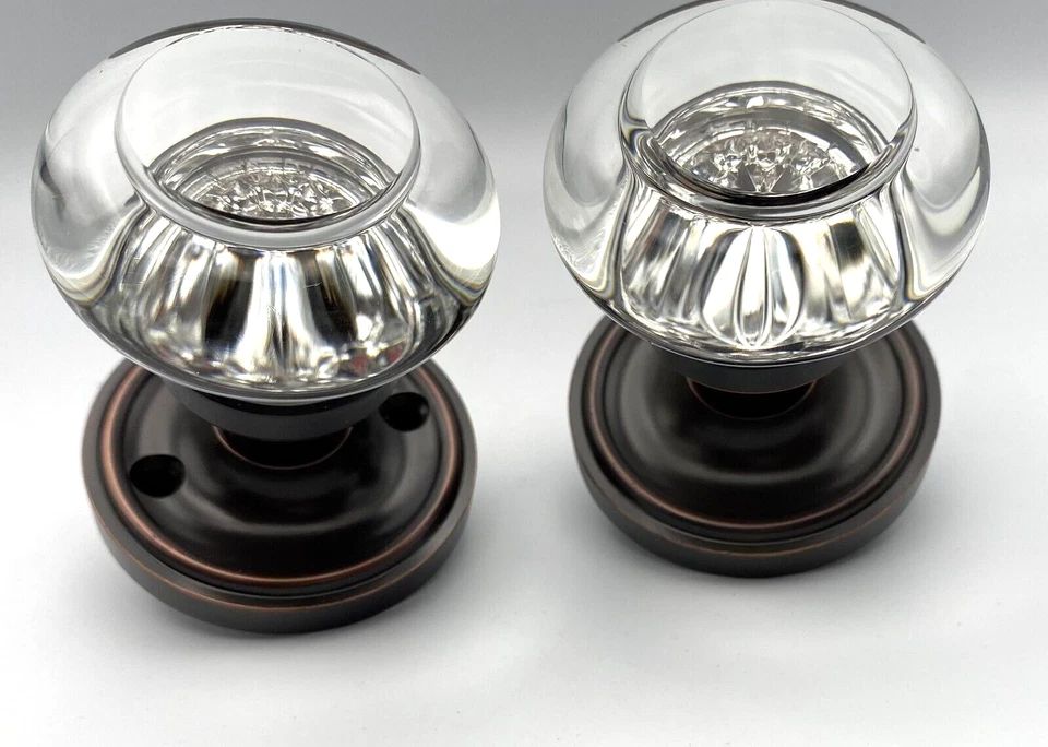 怀旧仓库水晶玻璃门旋钮永恒青铜通道套装 700226 — 第 4/4 张图片