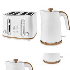 White Wood  Effect   Kettle and 4 slice toaster