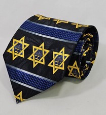 Jewish Star Of David Menorah Men's Black Neck Tie Religious Gift