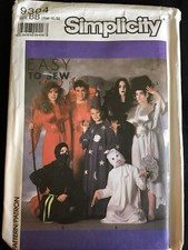 Pattern Simplicity 9304, costumes, dresses, ghosts, ninja Sz S-XL