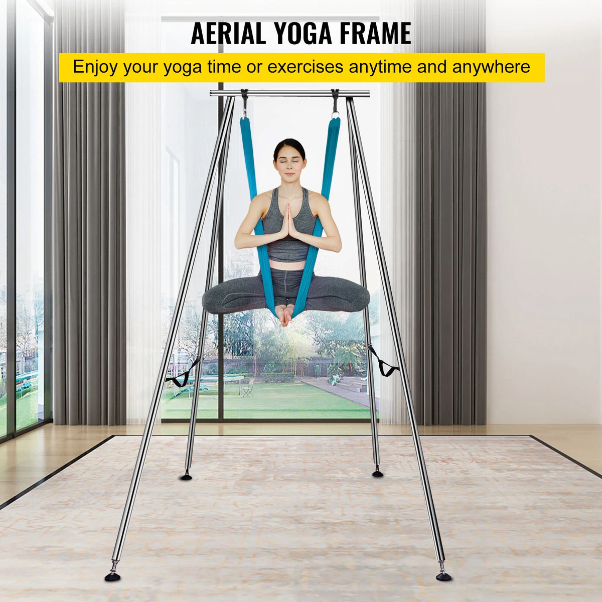 Outdoor Indoor Portable Hammock Aerial Yoga Stand Yoga Swing Trapeze Set  Stand Acrobatics Hoop Silks Use Aerial Rig - AliExpress