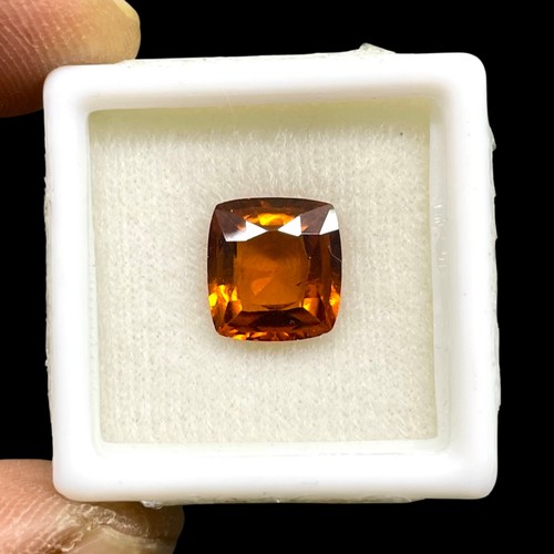 Piedras preciosas sueltas sin tratar corte cojín granate hessonita natural certificado 3,96 quilates - Imagen 8 de 22