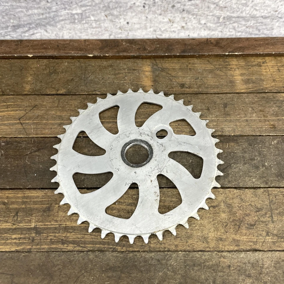 Profile Racing BMX 42T Sprocket Chainring Silver Aluminum Swirl Cutouts Bicycle - Image 4 of 4