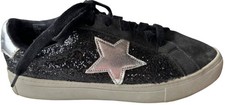 Time  Tru Glitter Lace-up Fashion Low Top Sneakers w/Silver Star Women's Size 8