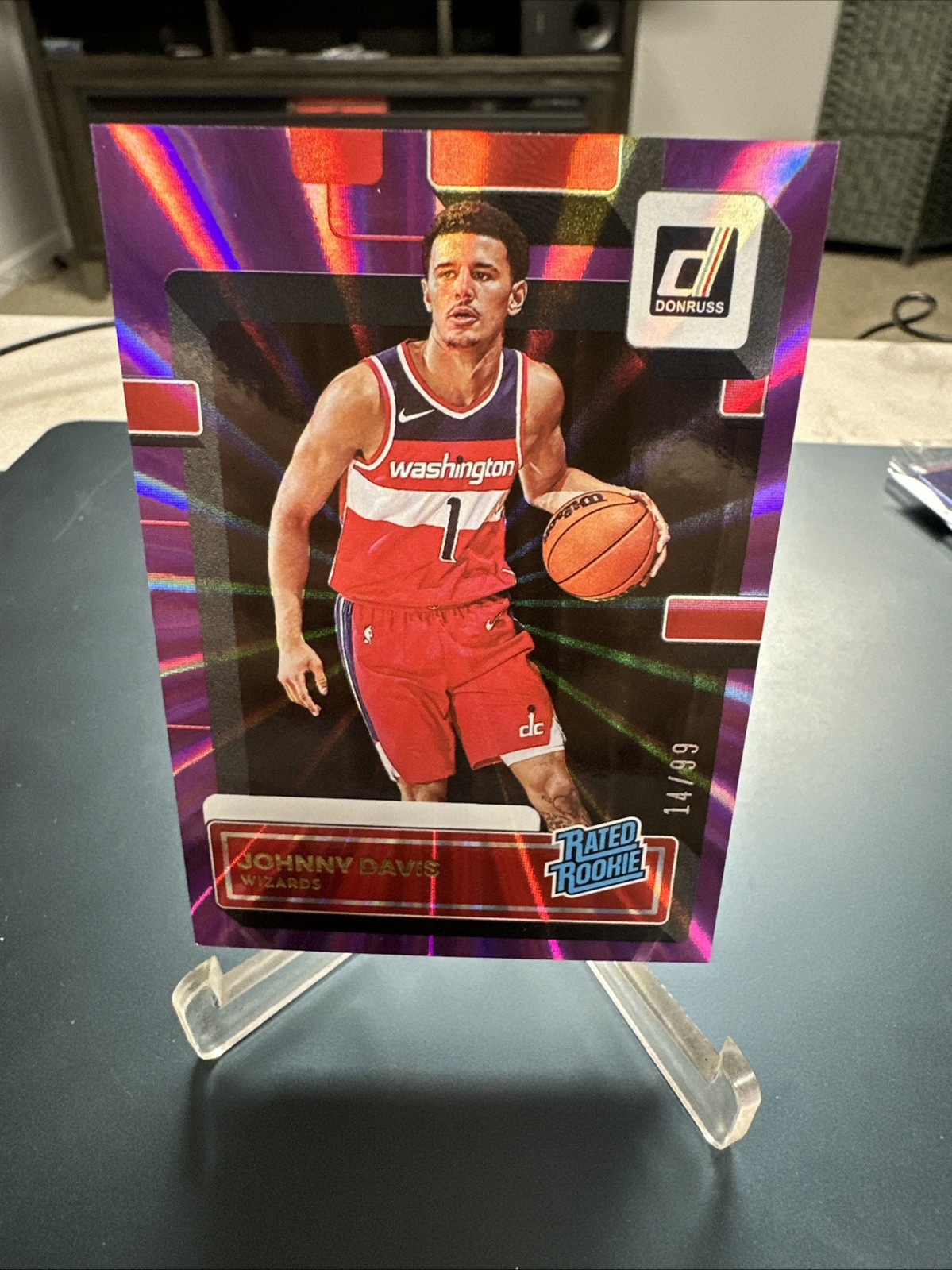 2022-23 Panini Donruss Rated RC Holo Purple Laser #210 Johnny Davis /99 (RC)