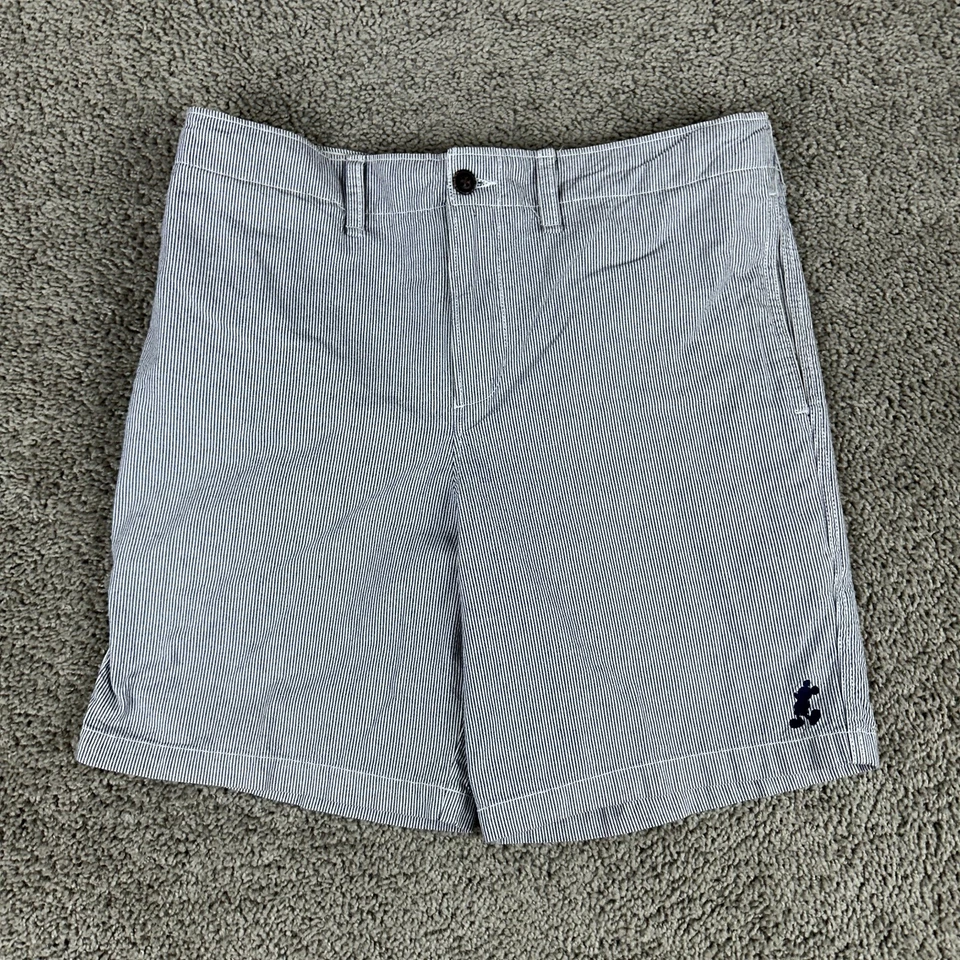 Шорты мужские Disney 32 синие белые гикори железнодорожная полоса Mickey Mouse Chino - Изображение 2 из 4