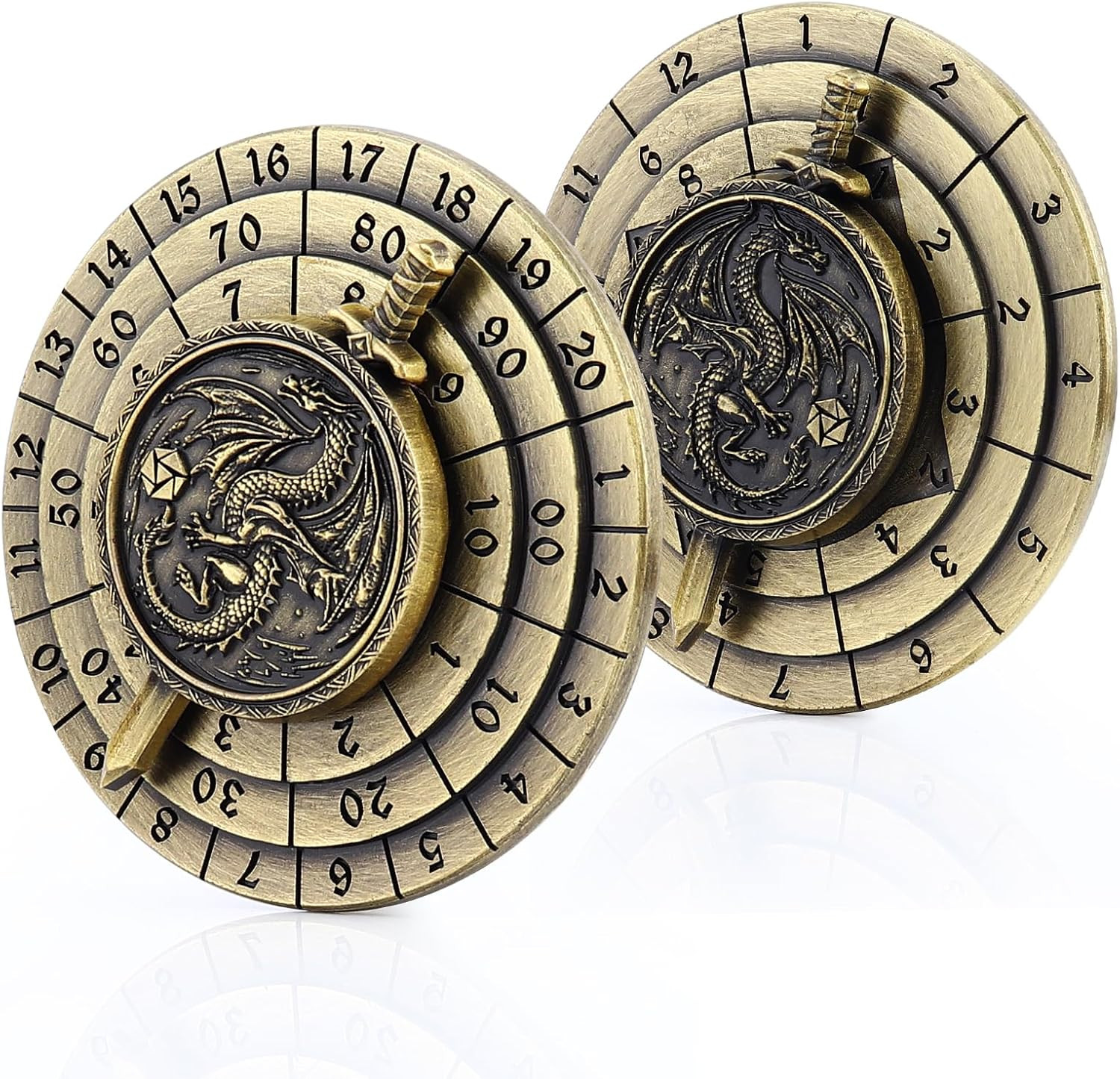 Spinner Dice 7-In-1 Metal DND Dice Set Unique Dice Spinner Antique for Dungeons