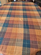 Fall Colors Checkered Tablecloth Excellent Condition