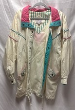 Vintage 90 s New York Girl White Jacket With Pink and Teal Accents Size Large